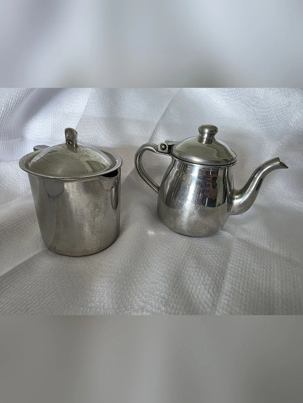 Silver Stainless Steel Sugar and Creamer Set
